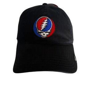 Vintage Grateful Dead Steal Your Face Black Adjustable Baseball Cap Hat Y2K Band